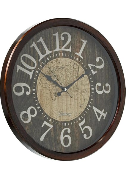 706-3 Modern Kadranlı Dünya Haritalı Sessiz Akar Duvar Saati, 42CM