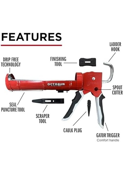 930-GTD Damlatmayan Pürüzsüz Altıgen Çubuk Beşiği Tetikleyici Konforlu Kavrama, 1/10 Galon Kartuş, 10:1 Itme Oranı, Mavi, 10 Oz fiyatları