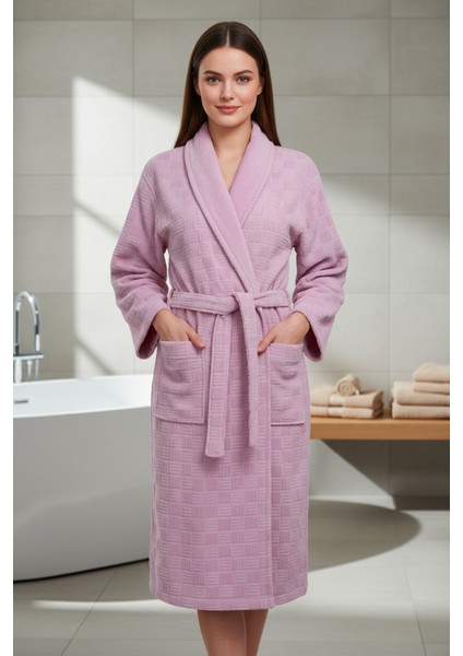 Kadife Jakarlı Kadın Bornoz