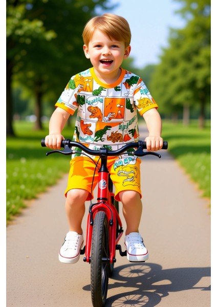 Erkek Çocuk Dinozor Temalı Çizgi Roman Baskılı Kısa Kollu Üst ve Şort Takımı Kaliteli Şık Rahat fiyatları