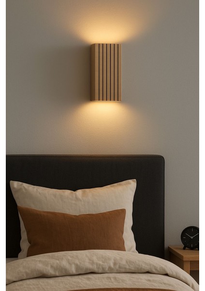 Yansıtma Tasarımlı Çift Yönlü Ahşap Salon Hol Cafe Otel Duvar Aplik Avize