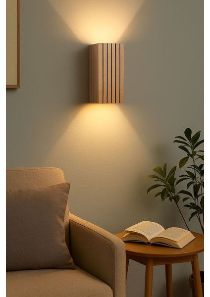 Yansıtma Tasarımlı Çift Yönlü Ahşap Salon Hol Cafe Otel Duvar Aplik Avize modelleri