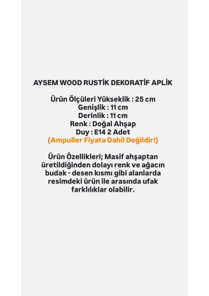 Yansıtma Tasarımlı Çift Yönlü Ahşap Salon Hol Cafe Otel Duvar Aplik Avize