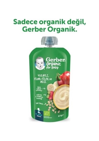 Gerber Organic Yulaflı Elma, Çilek ve Muz Püre 110G​ fiyatları