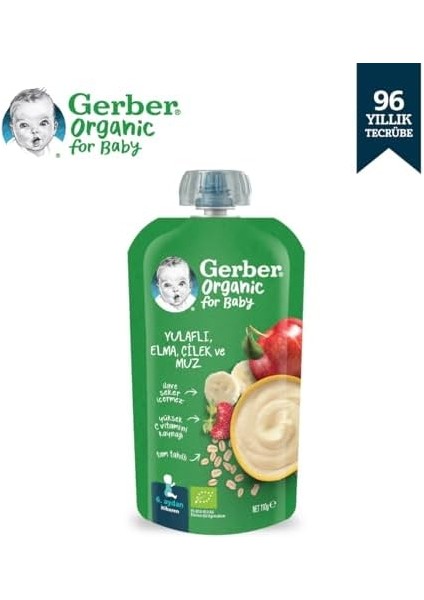 Gerber Organic Yulaflı Elma, Çilek ve Muz Püre 110G​ modelleri