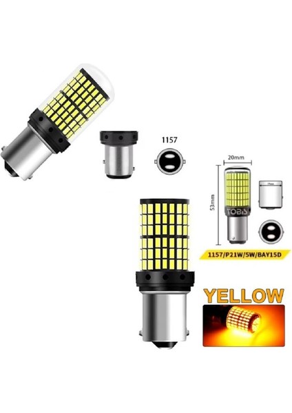 .qualıty. ( 2 x Adet ) 1 Takım. LED 1016 21/5W Çiftduy Şaşı Tırnak Ampul 12V 144 LED Şeffaf Yellow ( 21/5W 1016 Ampul 144 LED Sarı )