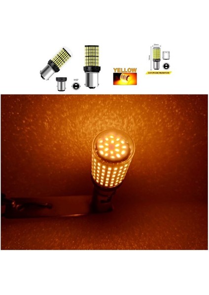 .qualıty. ( 2 x Adet ) 1 Takım. LED 1016 21/5W Çiftduy Şaşı Tırnak Ampul 12V 144 LED Şeffaf Yellow ( 21/5W 1016 Ampul 144 LED Sarı ) fiyatları