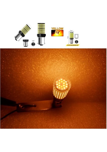 .qualıty. ( 2 x Adet ) 1 Takım. LED 1016 21/5W Çiftduy Şaşı Tırnak Ampul 12V 144 LED Şeffaf Yellow ( 21/5W 1016 Ampul 144 LED Sarı ) modelleri