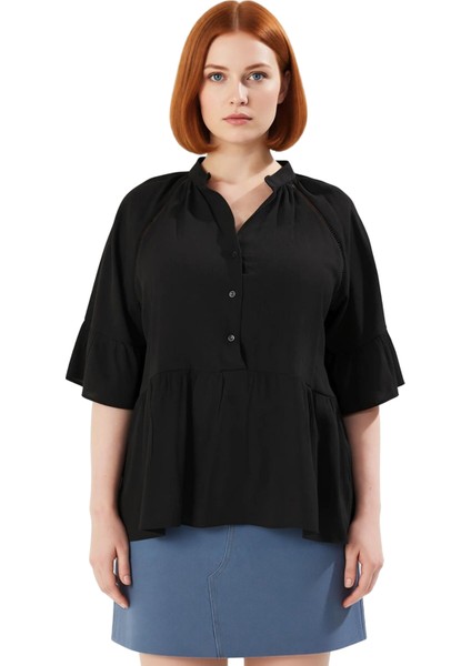 Kadın V Yaka Kısa Kol Peplum Dokuma Gömlek Rahat ve Şık Günlük Stil Kaliteli Şık Rahat Modern modelleri