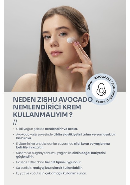 ZİSHU Avokado Nemlendirici Krem – El, Yüz ve Vücut - 175ml