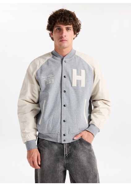 Dik Yaka Gri Erkek Sweatshırt MW0MW39684P01_MIX Medıa Varsıty Bom