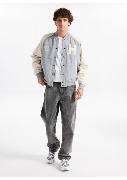 Dik Yaka Gri Erkek Sweatshırt MW0MW39684P01_MIX Medıa Varsıty Bom modelleri