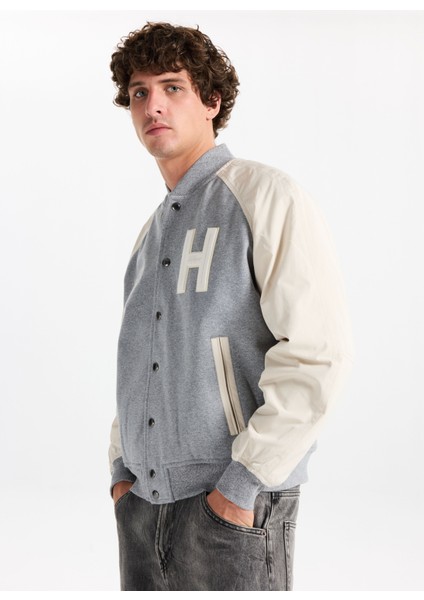 Dik Yaka Gri Erkek Sweatshırt MW0MW39684P01_MIX Medıa Varsıty Bom fırsatları