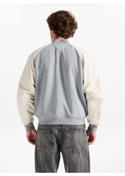 Dik Yaka Gri Erkek Sweatshırt MW0MW39684P01_MIX Medıa Varsıty Bom