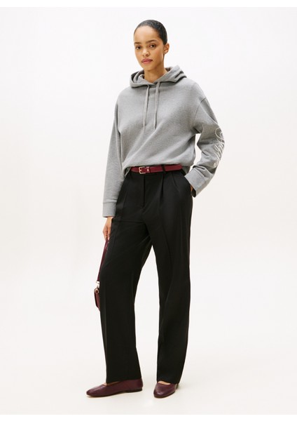 Kapüşon Yaka Baskılı Gri Kadın Sweatshırt WW0WW46127P61