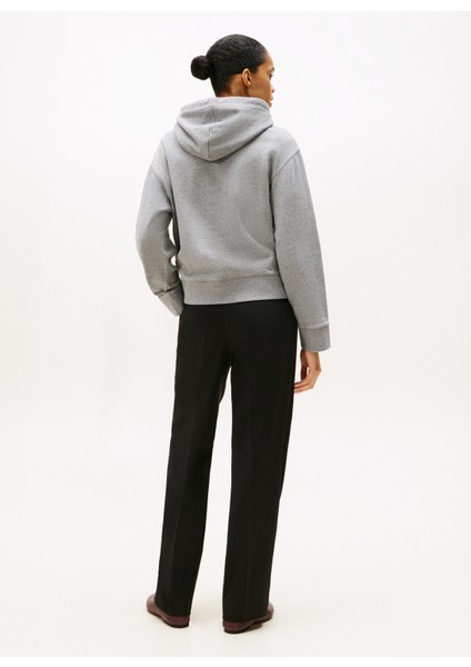 Kapüşon Yaka Baskılı Gri Kadın Sweatshırt WW0WW46127P61 fırsatları