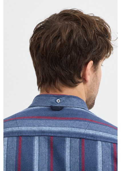 Erkek Dikine Çizgili Melanj Button Down Regular Fit Pamuk Polyester Gömlek fırsatları