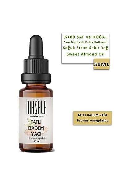Masala Tatlı Badem Yağı 50 Ml. Soğuk Pres (Sweet Almond Carrier Oil) modelleri