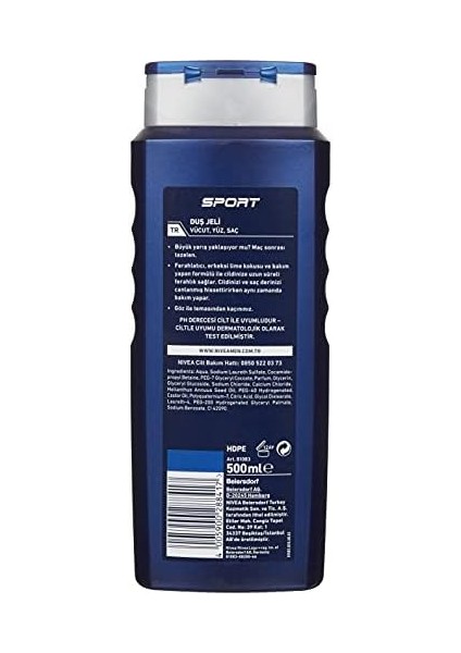 Nıvea Men Erkek Sports Duş Jeli, 500 Ml, 3ü 1 Arada Kullanım, Vücut, Yüz ve Saç, 24 Saat Ferahlık, Enerji Veren Koku fiyatları