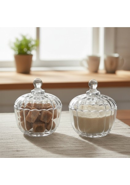 Liva 2'li Kapaklı Cam Şekerlik Seti 10 x 9 cm modelleri