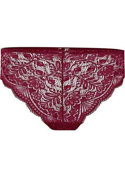 Dantelli Dekolte Sütyen Külot Takım Push Up, 2451 Vişne Rengi