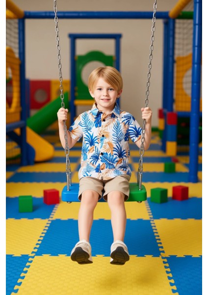 Erkek Çocuk Yazlık Gömlek ve Şort Kombinasyonu Günlük Kullanım Için Kaliteli Şık Rahat