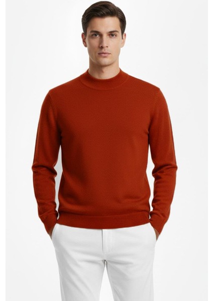 Kırmızı Yarım Balıkçı Triko Kazak