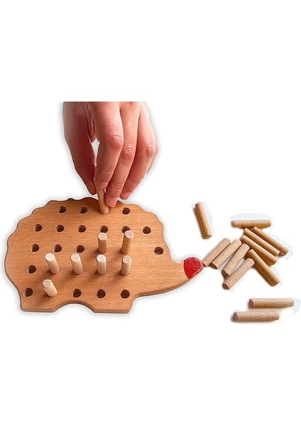 Home Montessori Oyuncak, Ahşap Montessori Oyuncak, Sevimli Kirpi Ahşap Oyuncakl, Eğitici Çocuk Oyuncakları (Kirpi)