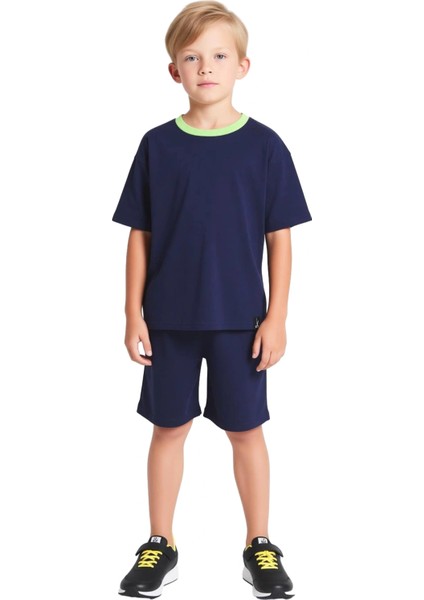 Erkek Çocuk Pamuklu Bisiklet Yaka Kısa Kollu Tişört ve Şort Takımı Kaliteli Şık Rahat fırsatları