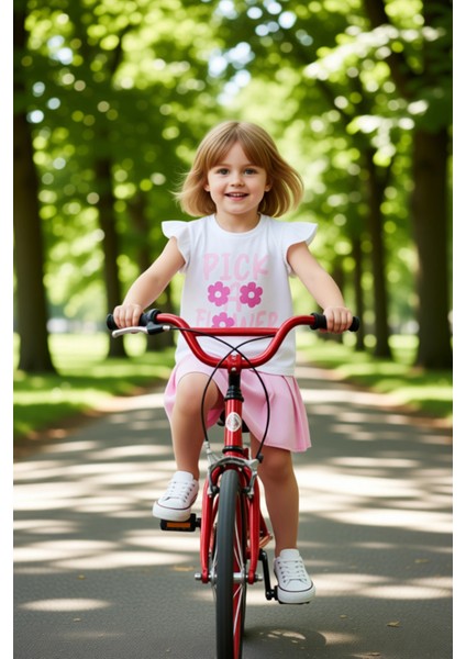 Kız Çocuk Pamuklu Kısa Kollu Üst ve Pileli Etek Takımı Kaliteli Şık Rahat Günlük fiyatları