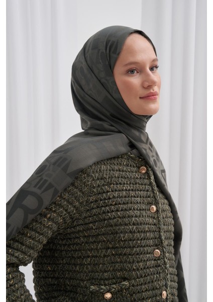 Yazı Desen Jakar Italyan Ipekli Şal Haki fiyatları