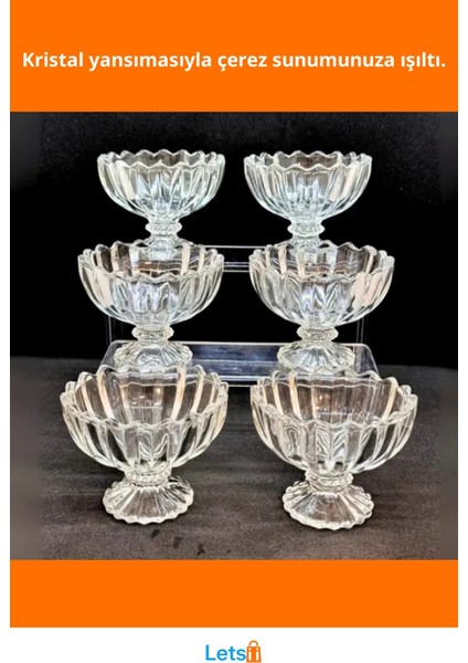 6'lı Şık Kristal Cam Çerezlik Seti Zarif Tasarım fiyatları
