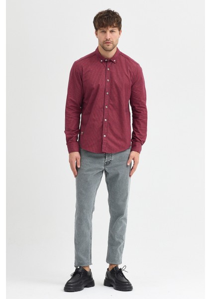 Erkek Pitikare Melanj Desenli Regular Fit Uzun Kollu Gömlek