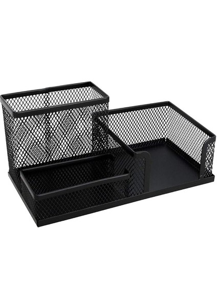 Offıce Tel Metal Kalemlik, 3 Bölmeli, Siyah