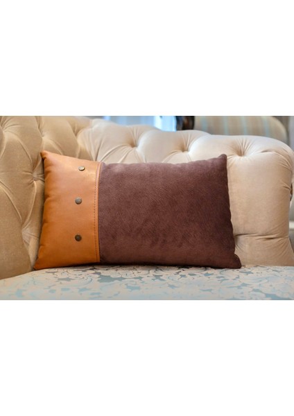 Coco Brown 3 Deri ve Kadife Kırlent