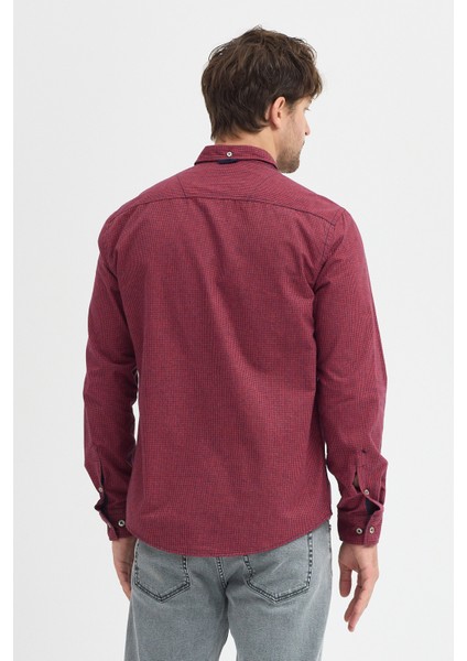 Erkek Pitikare Melanj Desenli Regular Fit Uzun Kollu Gömlek