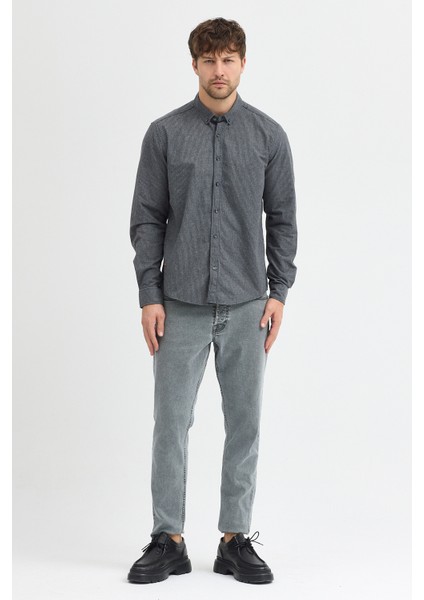 Erkek Pitikare Melanj Desenli Regular Fit Uzun Kollu Gömlek