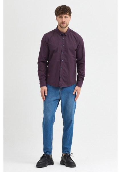 Erkek Pitikare Melanj Desenli Regular Fit Uzun Kollu Gömlek