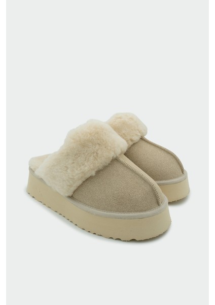 Rover Bej Süet Tüylü Terlik modelleri