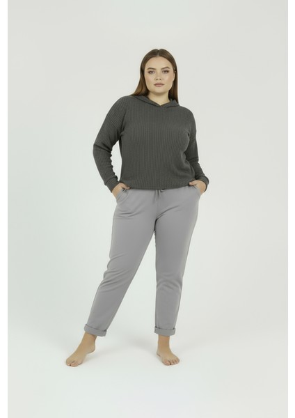 Duble Paça Büyük Beden Eşofman Altı Gri 2020