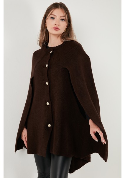 Oversize Fit Bisiklet Yaka Pelerin Kol Düğmeli Panço Bayan Panço 4617015 indirimleri