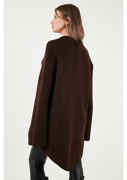 Oversize Fit Bisiklet Yaka Pelerin Kol Düğmeli Panço Bayan Panço 4617015