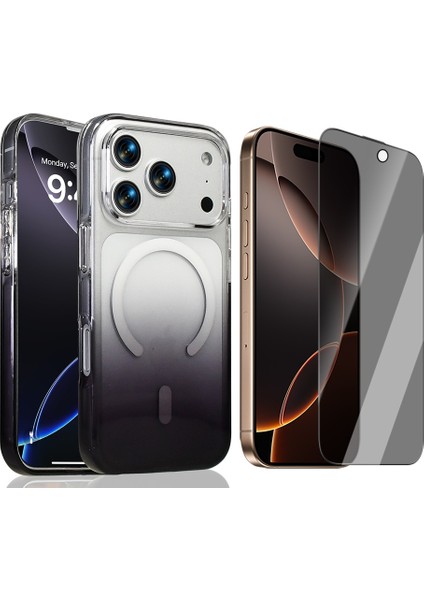 Apple iPhone 17 Pro Kılıf M-Safe Şarj Özellikli Zore Septik Silikon Kapak + Hayalet Ekran Koruyucu