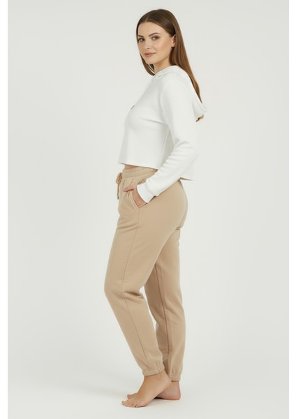 Jogger Paça Büyük Beden Eşofman Altı Bej 2017 modelleri