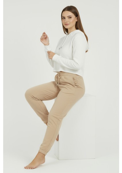 Jogger Paça Büyük Beden Eşofman Altı Bej 2017 fırsatları