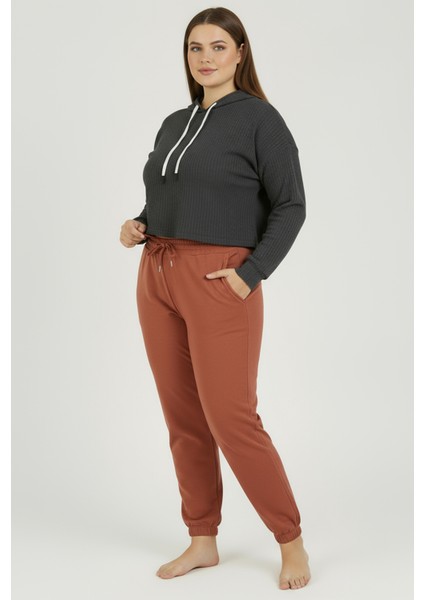 Jogger Paça Büyük Beden Eşofman Altı Kiremit 2017 modelleri