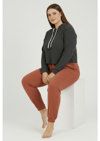 Jogger Paça Büyük Beden Eşofman Altı Kiremit 2017 fırsatları