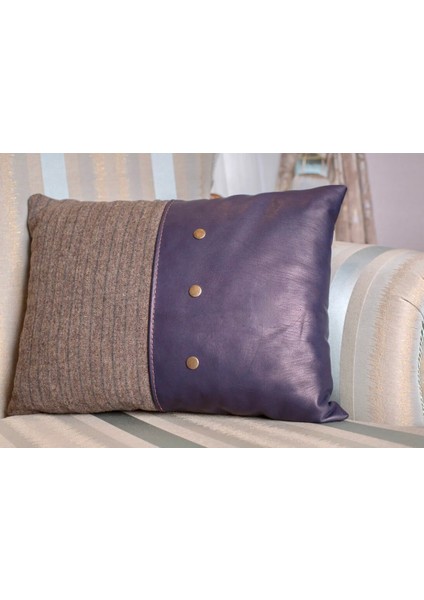 Coco Deep Blue Deri ve Kadife Kırlent