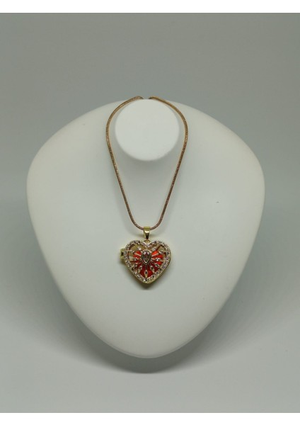 Değiştirilebilir Kalp Taşlı Açılabilir Kafes Madalyon Kolye