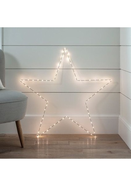 Dekoratif Pilli Ledli Metal Yıldız LED Işık Yılbaşı Süs Aydınlatma Günışığı Kapı Süs